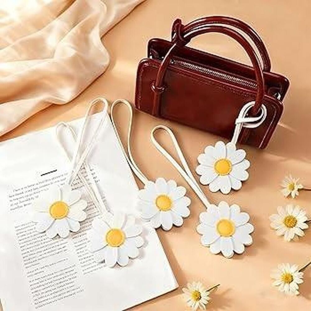 5 pack of genuine leather daisy bag charms